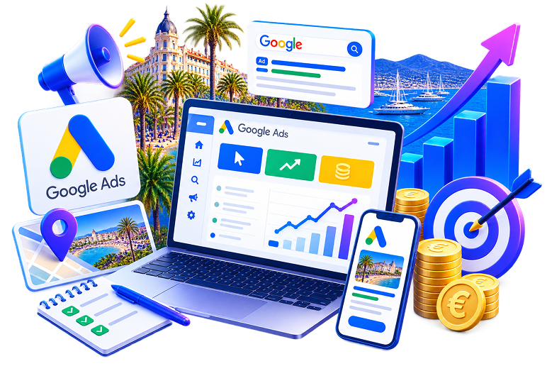 Guide Google Ads à Cannes en 2026 — Dépenser Moins, Gagner Plus